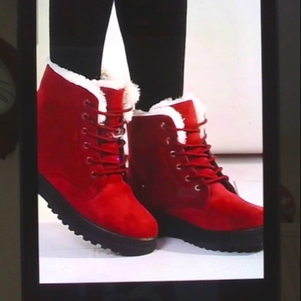 Womens Winter Thermal Snow Boots, Warm Plush Lined Lace Up Snow Boots,